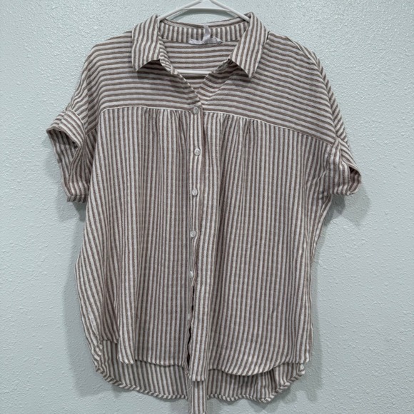 Jane + Delancey Tops - Jane Delancey Women's Striped Button Down Shirt Casual Top Size L